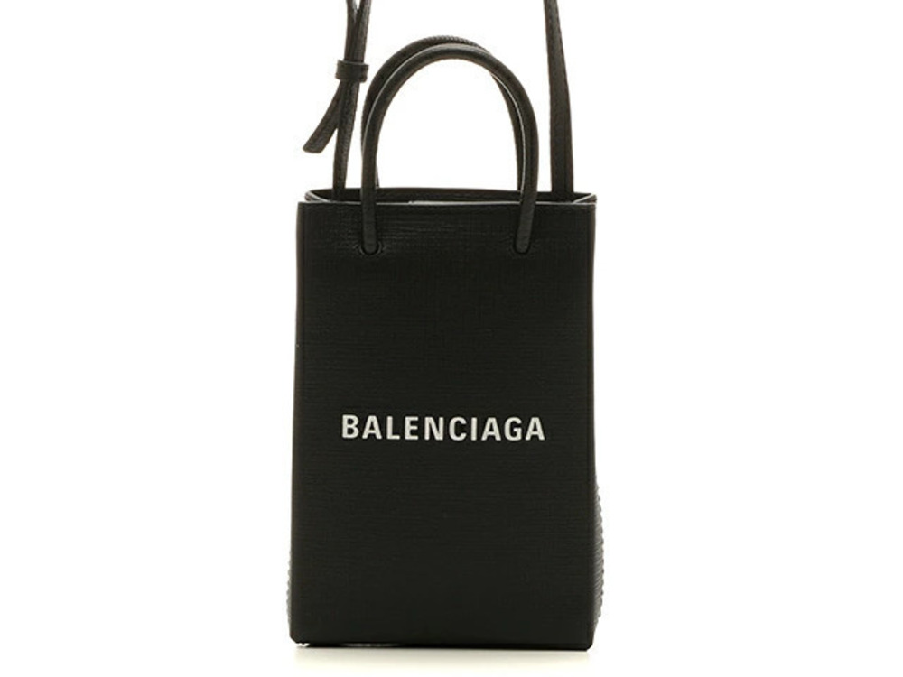 Balenciaga Bag Shoulder Shopping Phone Black Calfskin